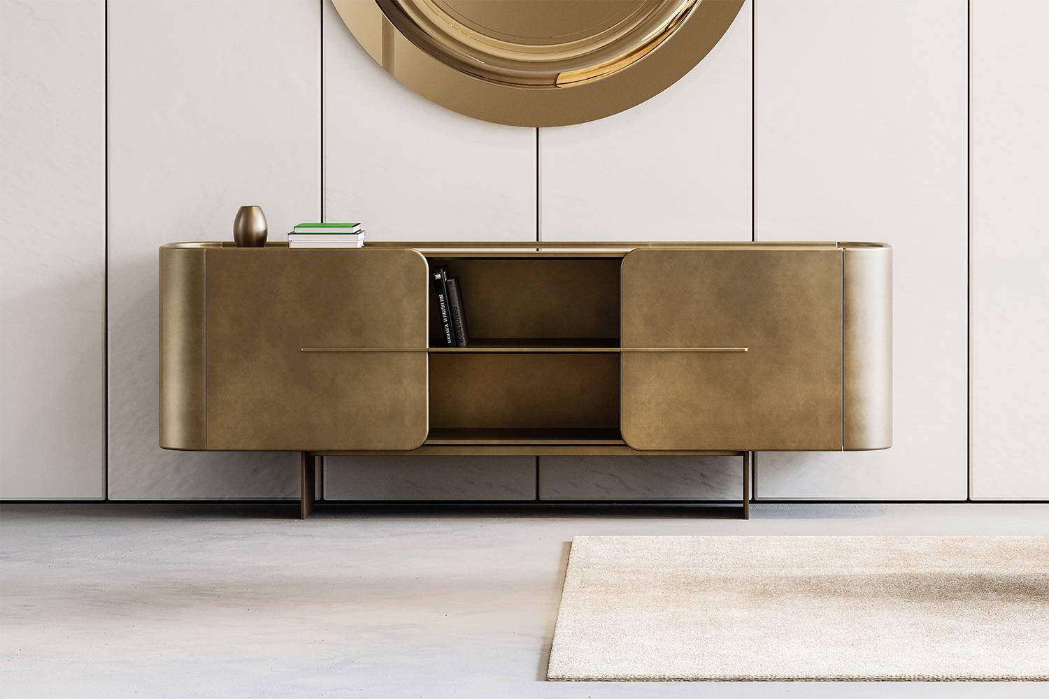 Ninfa Sideboard from Eforma in brushed bronze vintage lacquer
