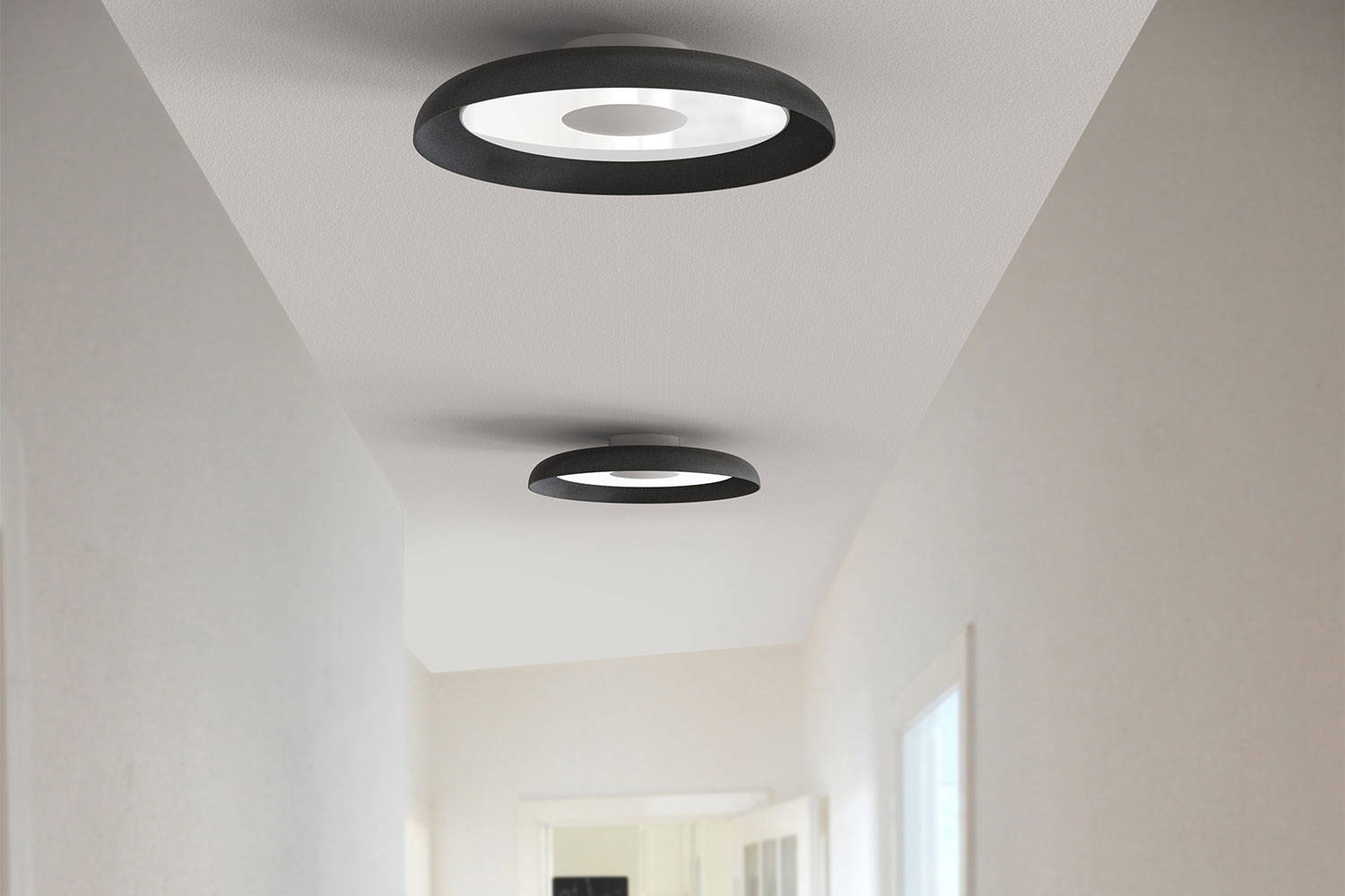 Two Nivel Flush lights in a black finish.