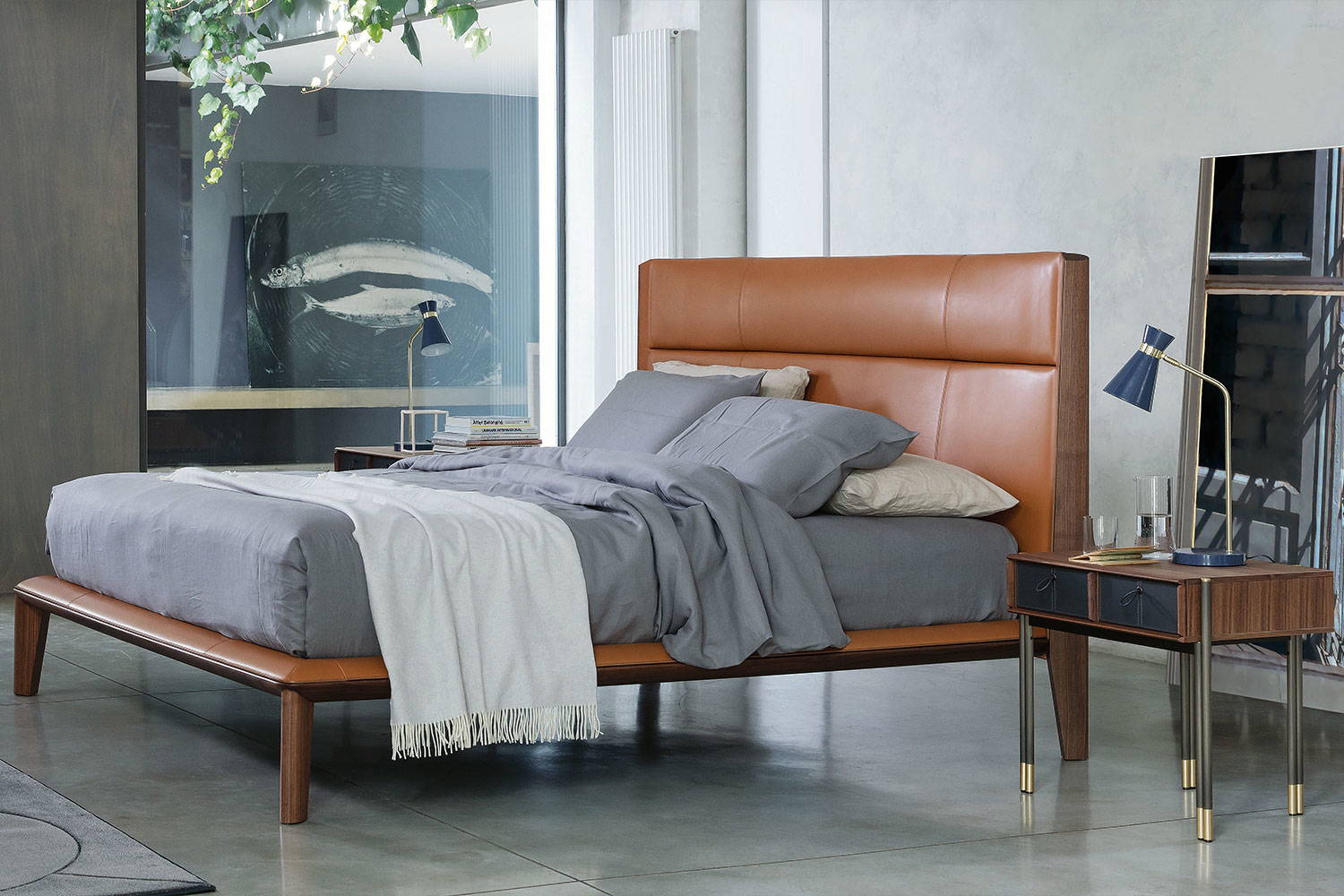 Nyan bed with Bayus nightstand by Porada