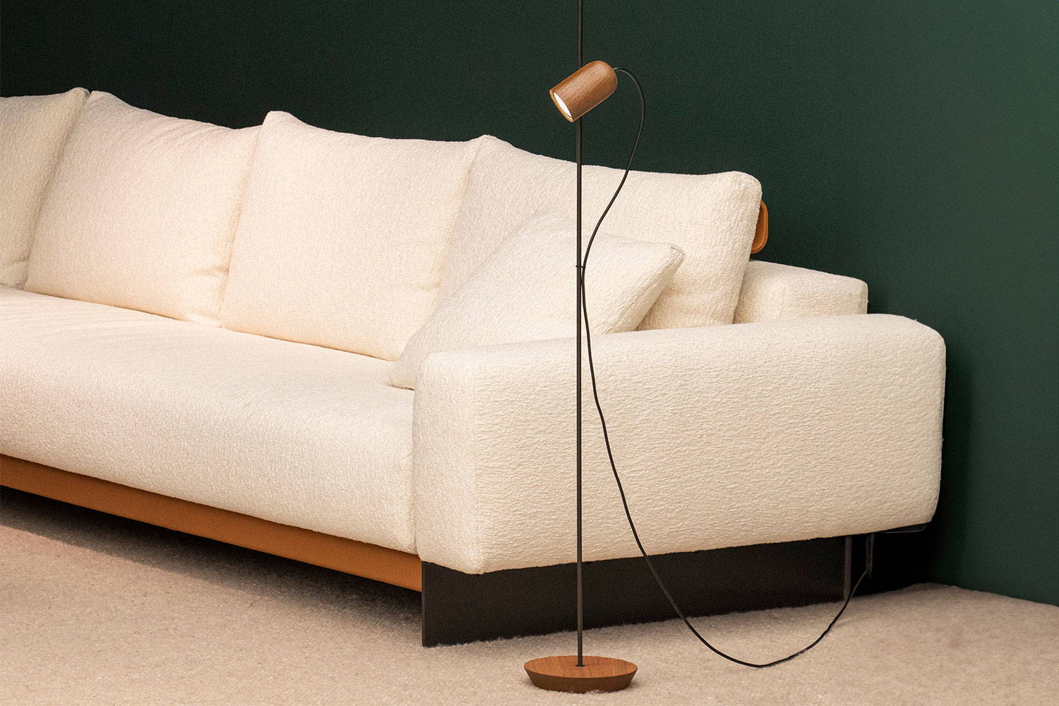 The Onfa floor lamp in walnut and graphite finishes.