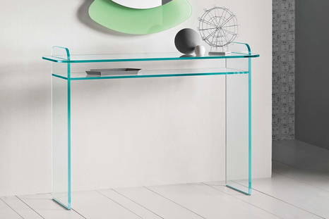 Opalina console in extra clear finish