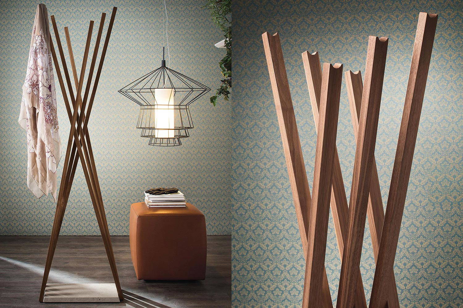 Oscar coat rack with Zeppelin suspension lamp by Cattelan Italia