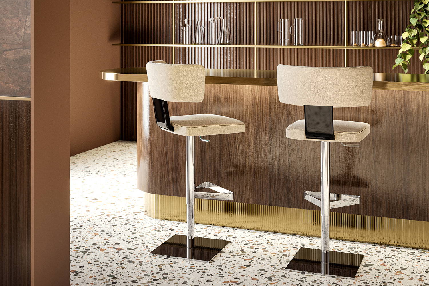Otto-3 Adjustable Bar Stool designed by Giuseppe Viganò