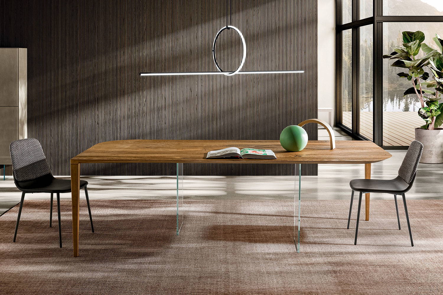 P&J dining table with Ermes dining chairs by Lago