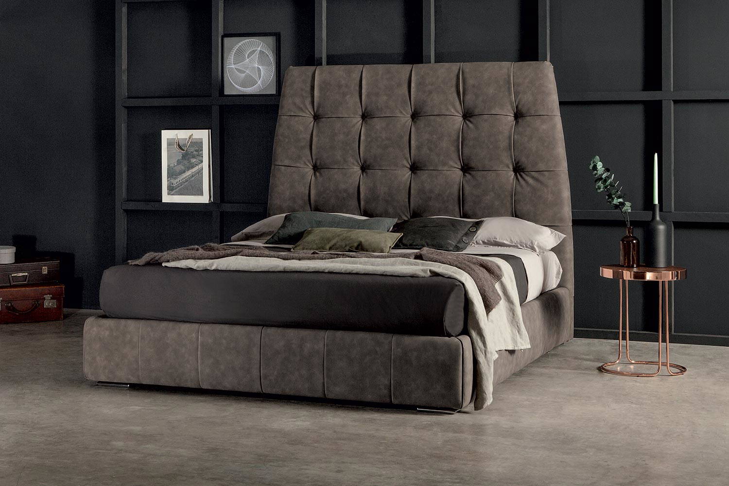 Pacifico bed by Tonin Casa features intricate stitching 
