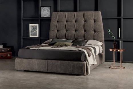 Pacifico bed by Tonin Casa features intricate stitching 
