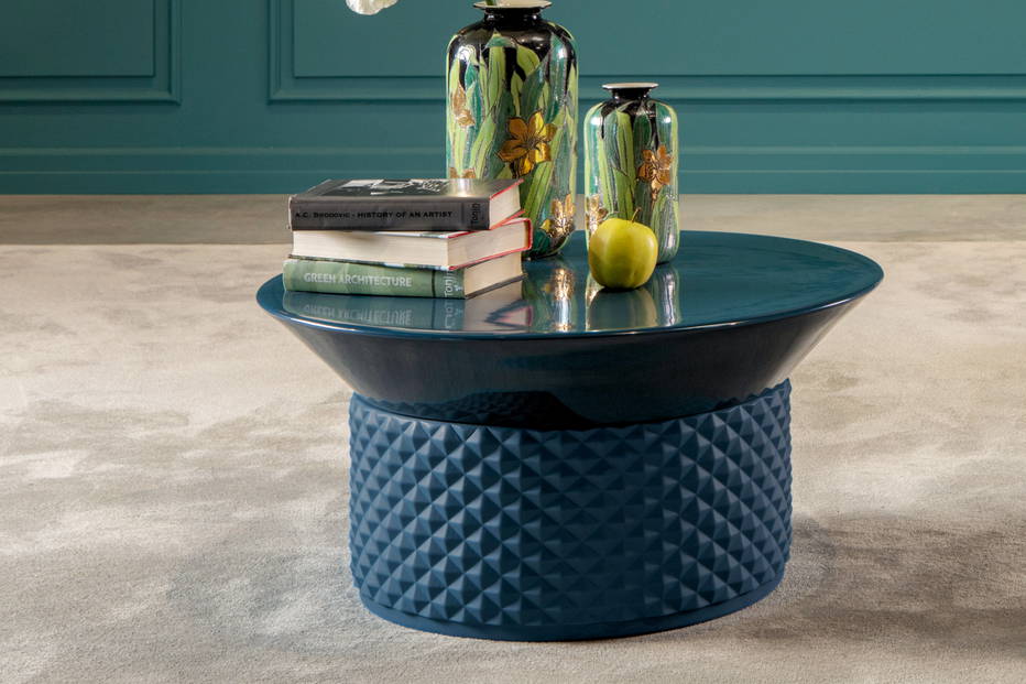 Palmbeach Coffee Table in 112 Ocean Blue Painted Ceramic finish