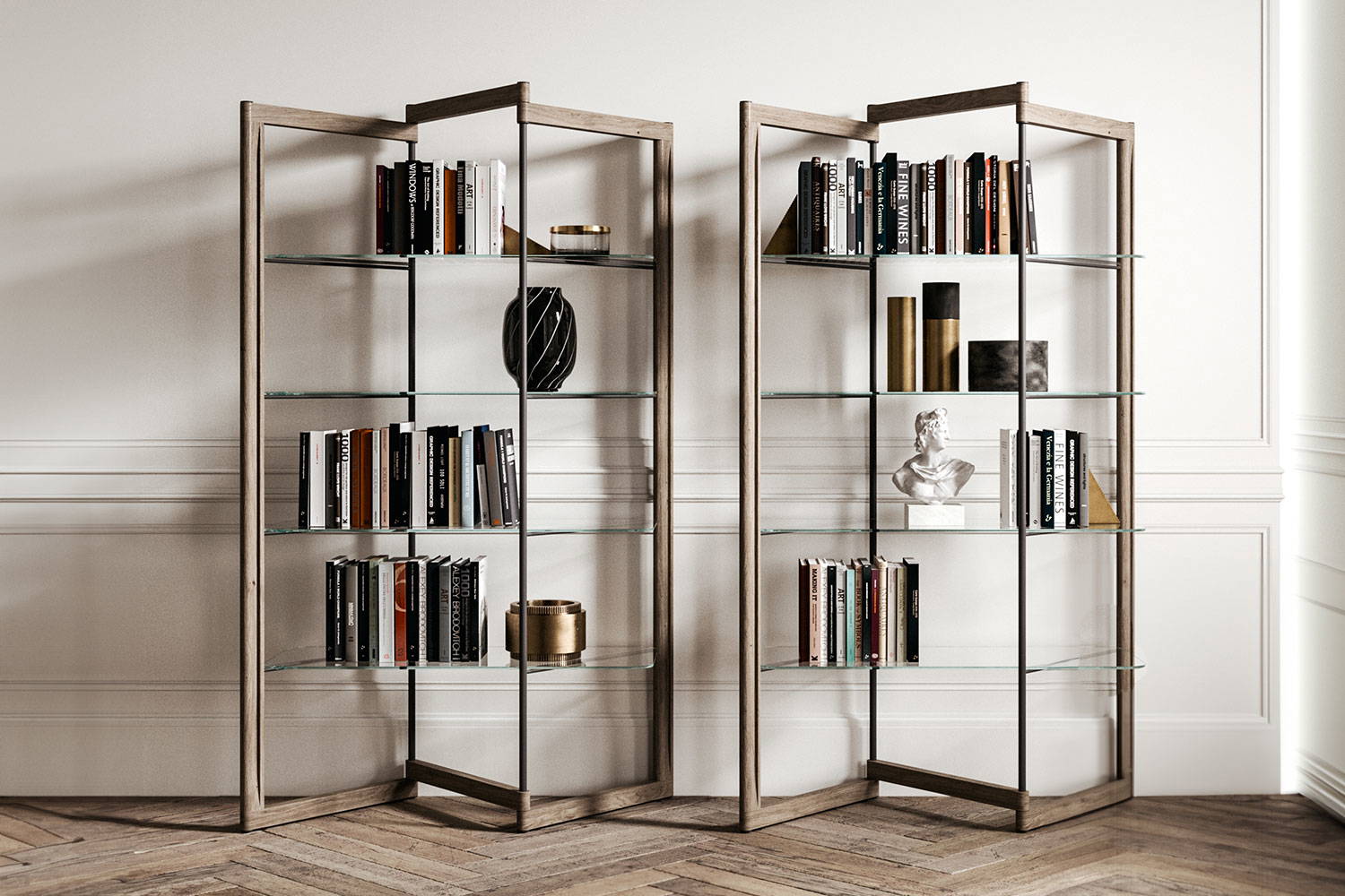 Panto bookcases by Ozzio Italia