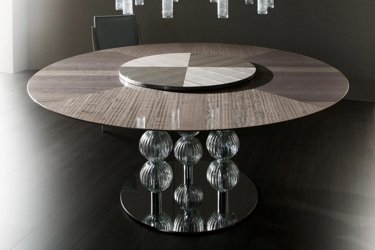 Pasha round dining table with lazy susan