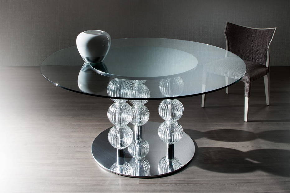 Pasha Round Glass Dining Table designed by Giorgio Soressi