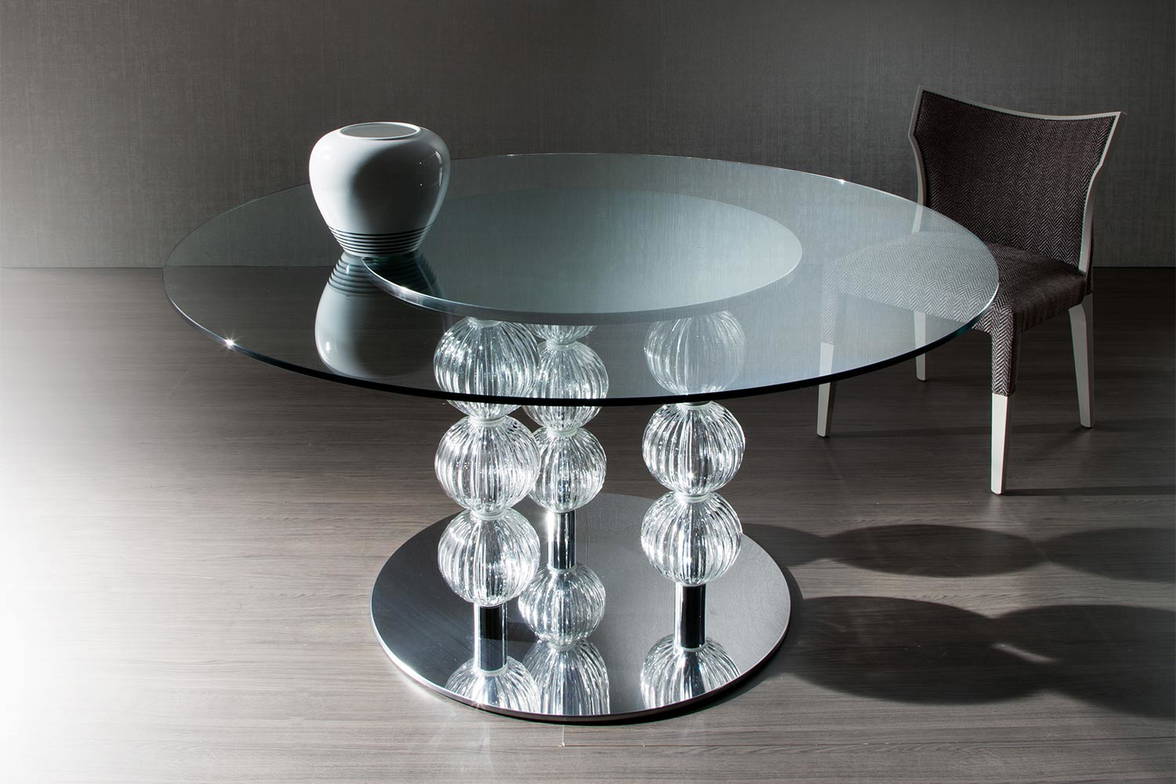 Pasha round glass dining table by Costantini Pietro Pasha round glass dining table by Costantini Pietro