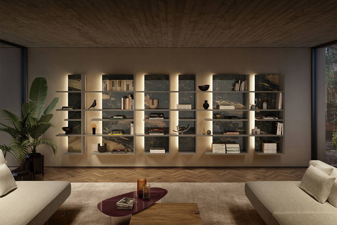Pentagram 1456 bookshelf by Daniele Lago for Lago Pentagram 1456 bookshelf by Daniele Lago for Lago