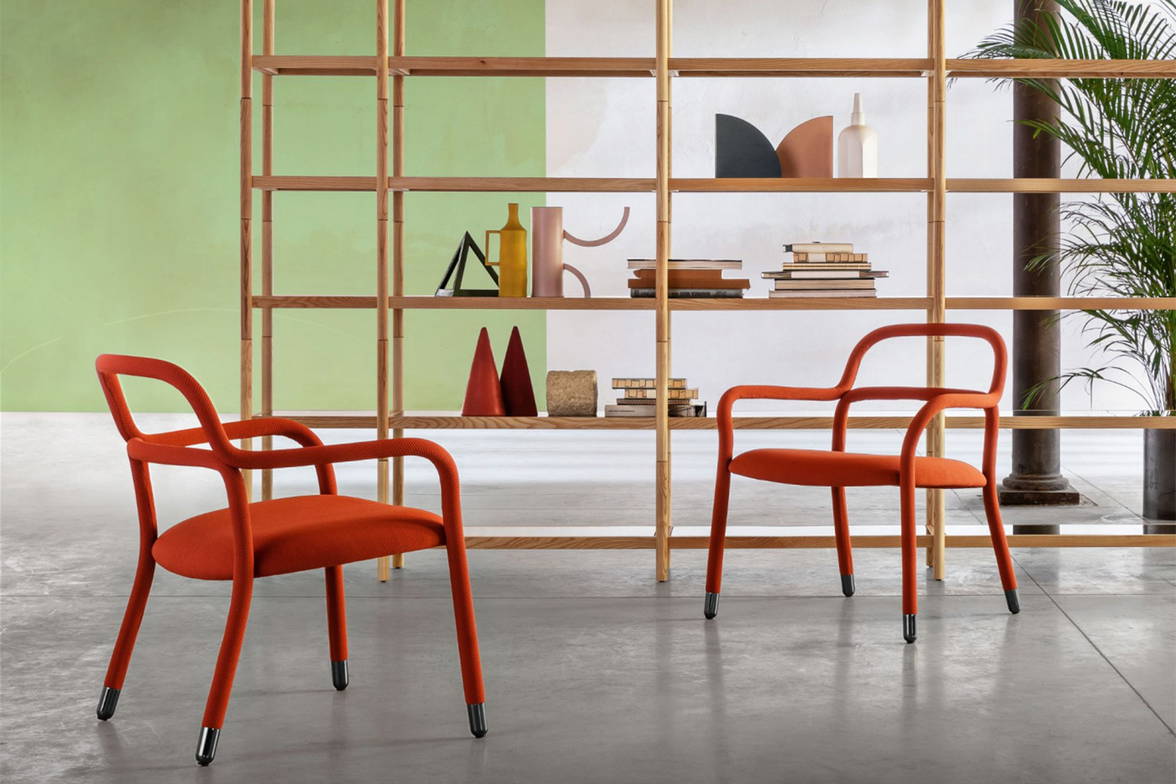 Pippi Armchairs with Siena Bookcase Pippi Armchairs with Siena Bookcase