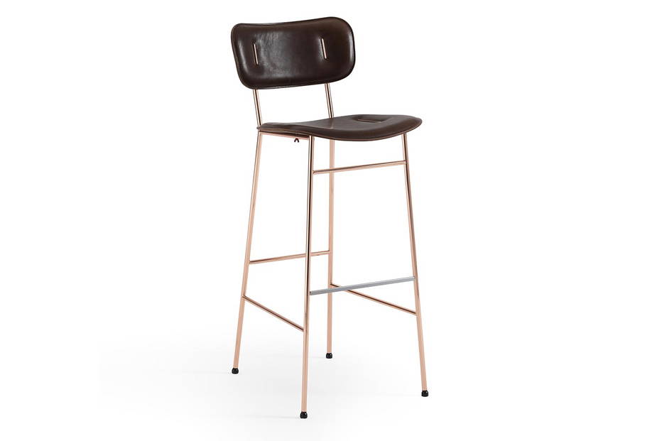 Piuma Hard Leather Bar Stool by MIDJ