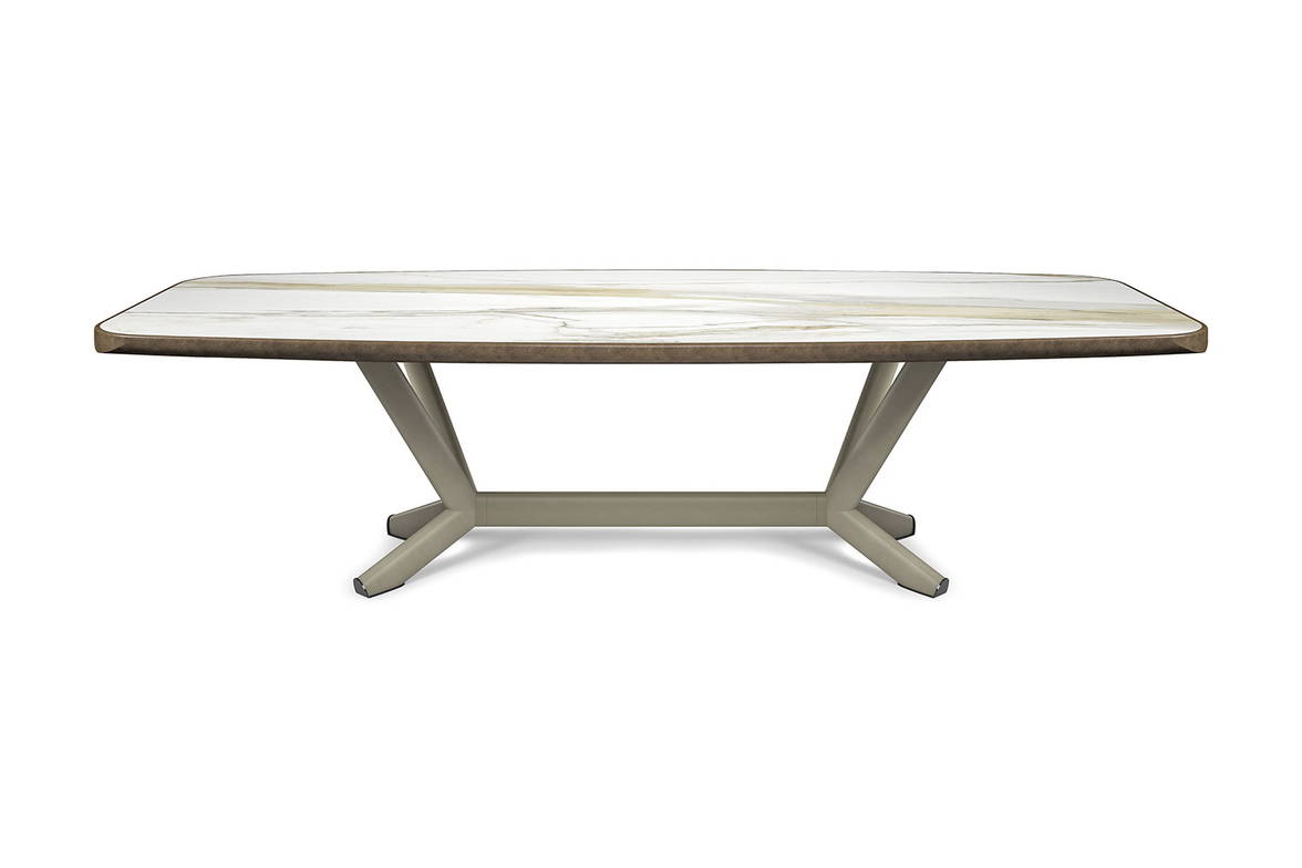 Planer Keramik Premium dining table with Textured Titanium base and Brushed Bronze profile Planer Keramik Premium dining table with Textured Titanium base and Brushed Bronze profile