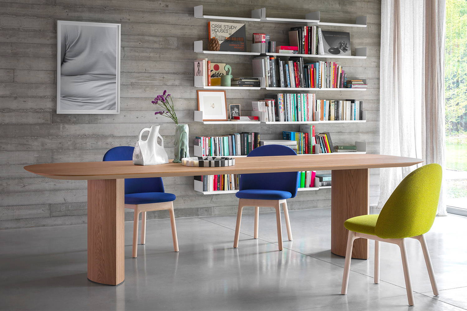Plauto Dining Table with the Iola Wood Dining Chairs