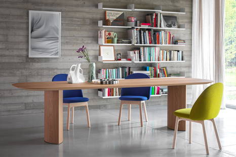 Plauto Dining Table with the Iola Wood Dining Chairs