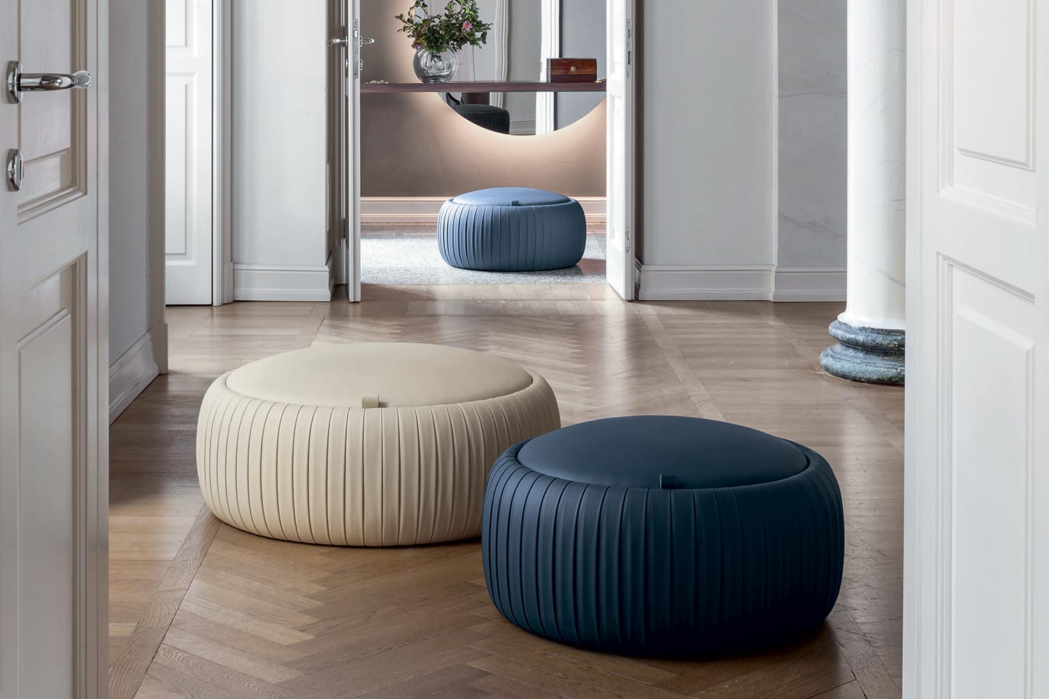 Plisse poufs with storage by Tonin Casa