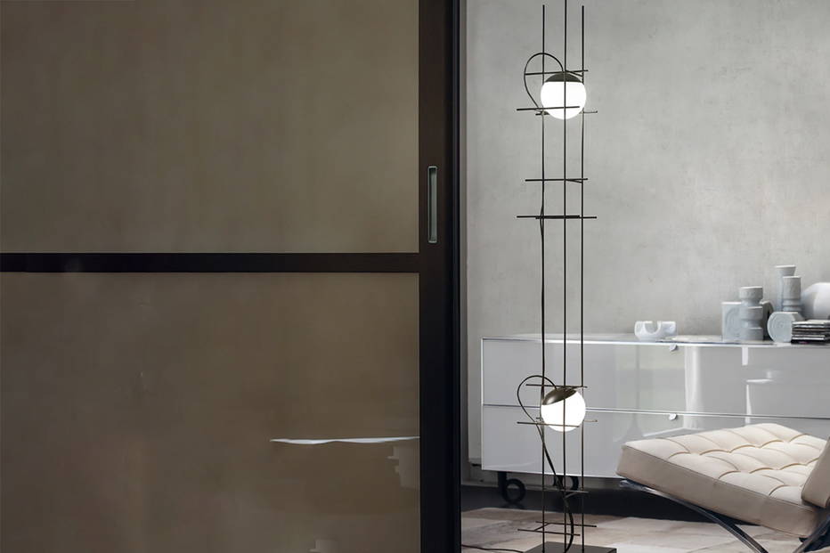 Plot Frame Floor Lamp in bedroom 