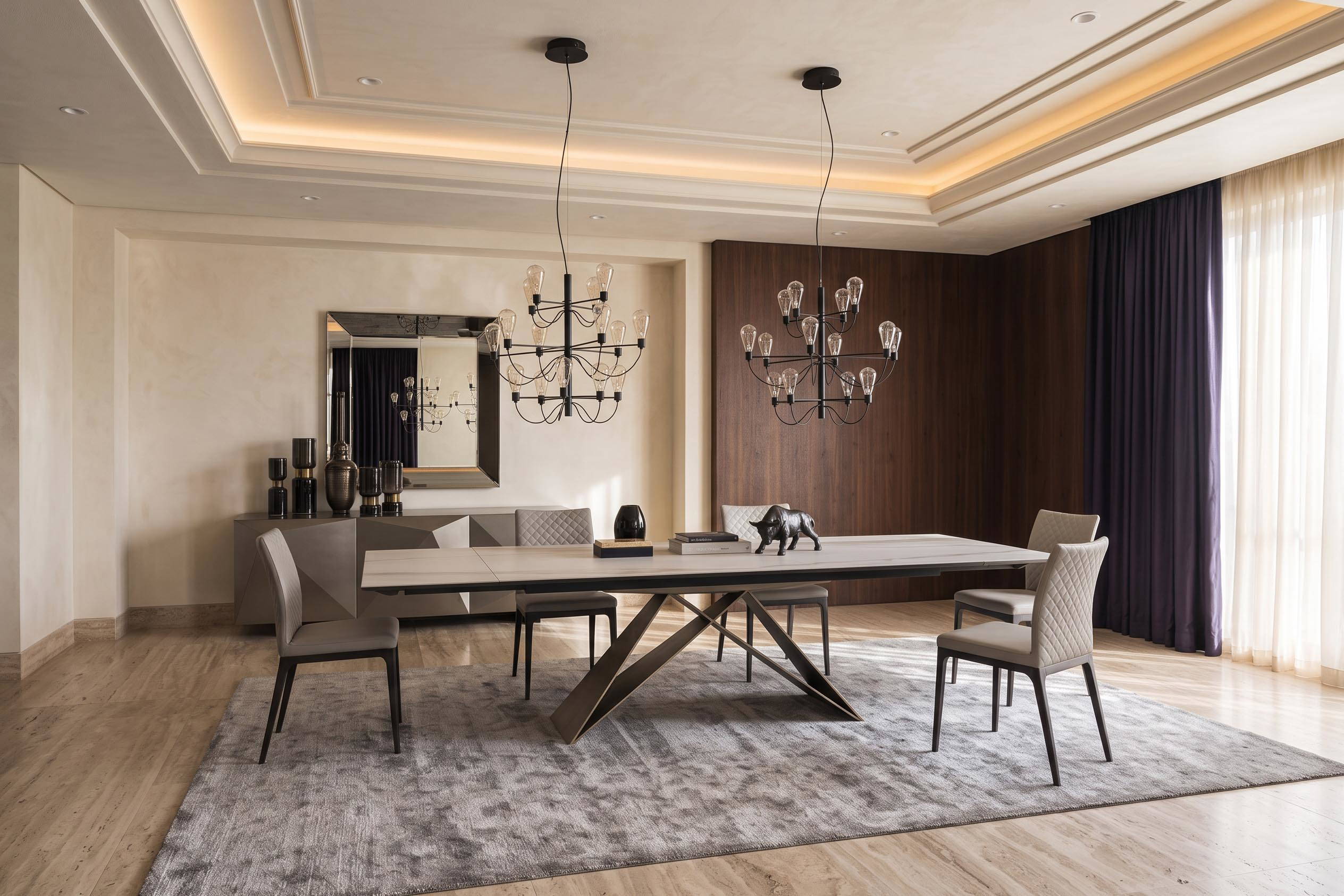 The Premier Keramik Drive Table with Arcadia Couture Dining Chairs