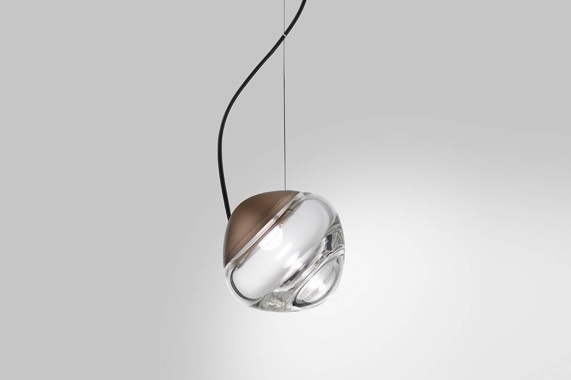 Pure SP Pendant Light with crystal transparent glass finish and matte bronze frame Pure SP Pendant Light with crystal transparent glass finish and matte bronze frame