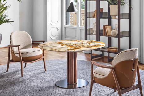 Quadrifoglio Pedestal Round Table by Porada