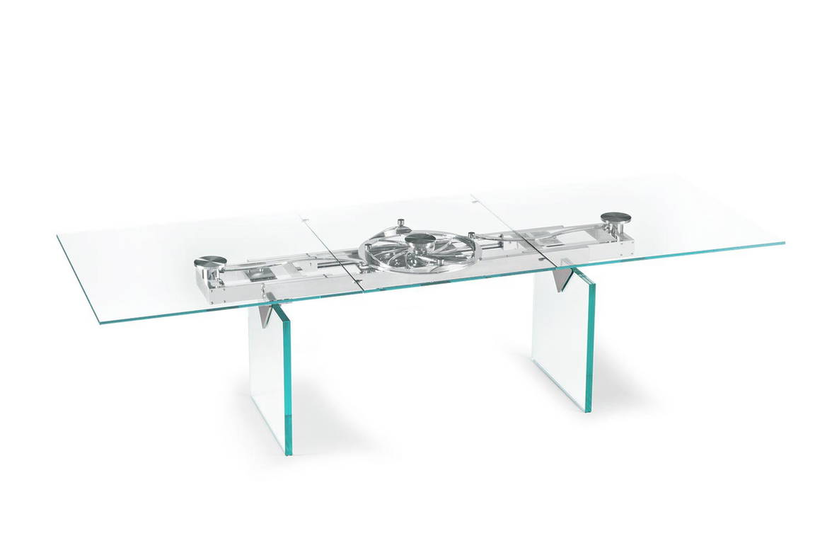 Quasar glass dining table with extra clear glass top and base Quasar glass dining table with extra clear glass top and base