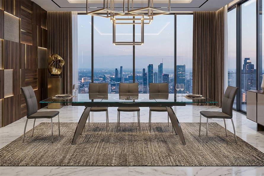 Quasar-Metal Glass Dining Table