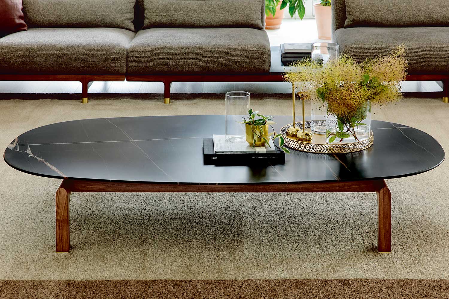 Quay oval coffee table with Argo sofa by Porada