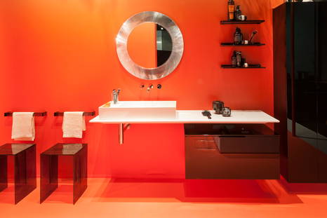 Rail Towel Holder with the Max-beam end tables and All Saints mirror washroom setting