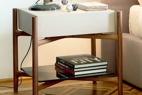 Regent nightstand with leather finish by Porada