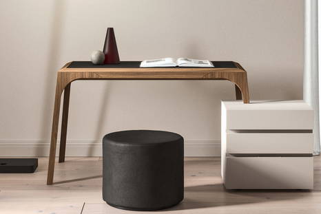 Releve desk with nightstand and Pilar pouf
