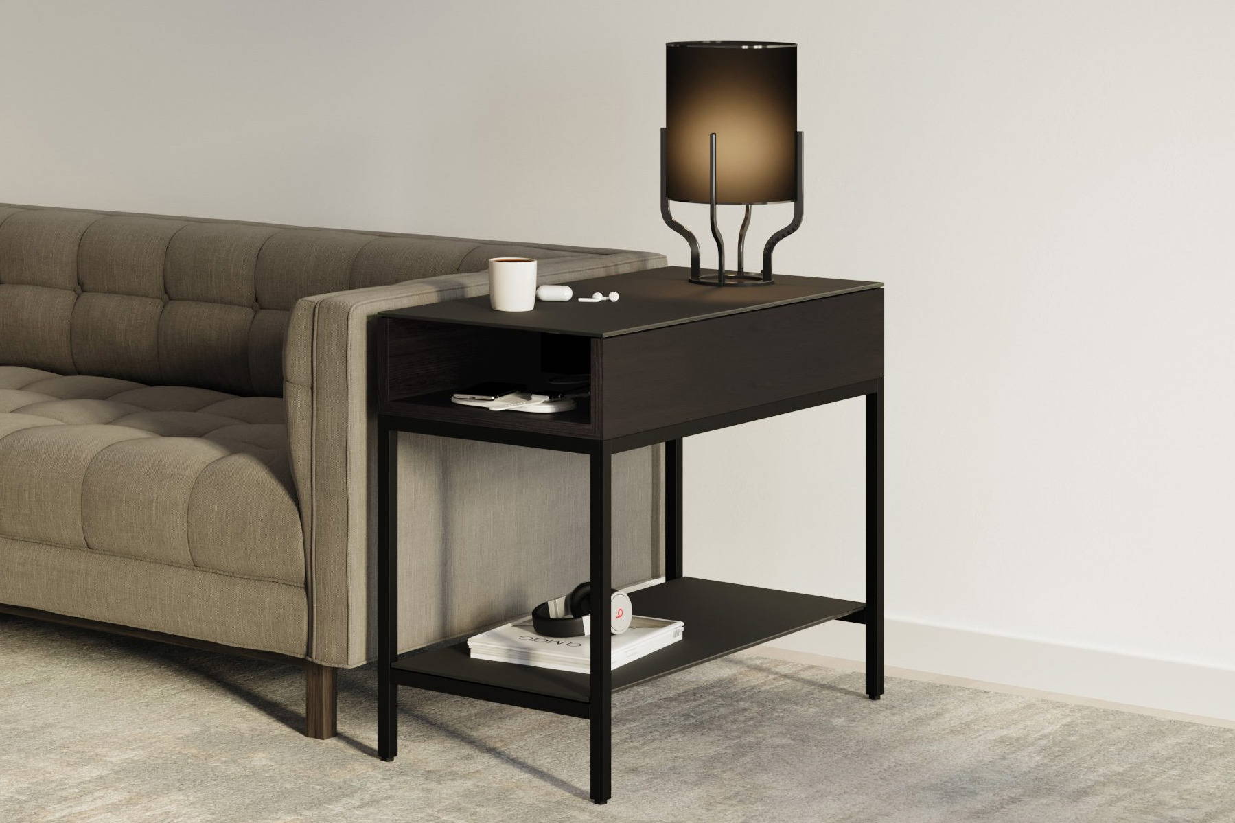Reveal 1196 End Table in charcoal stained ash finish 