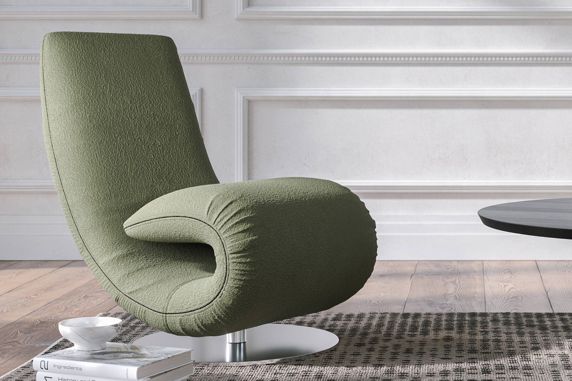 Ricciolo Chaise, angled view