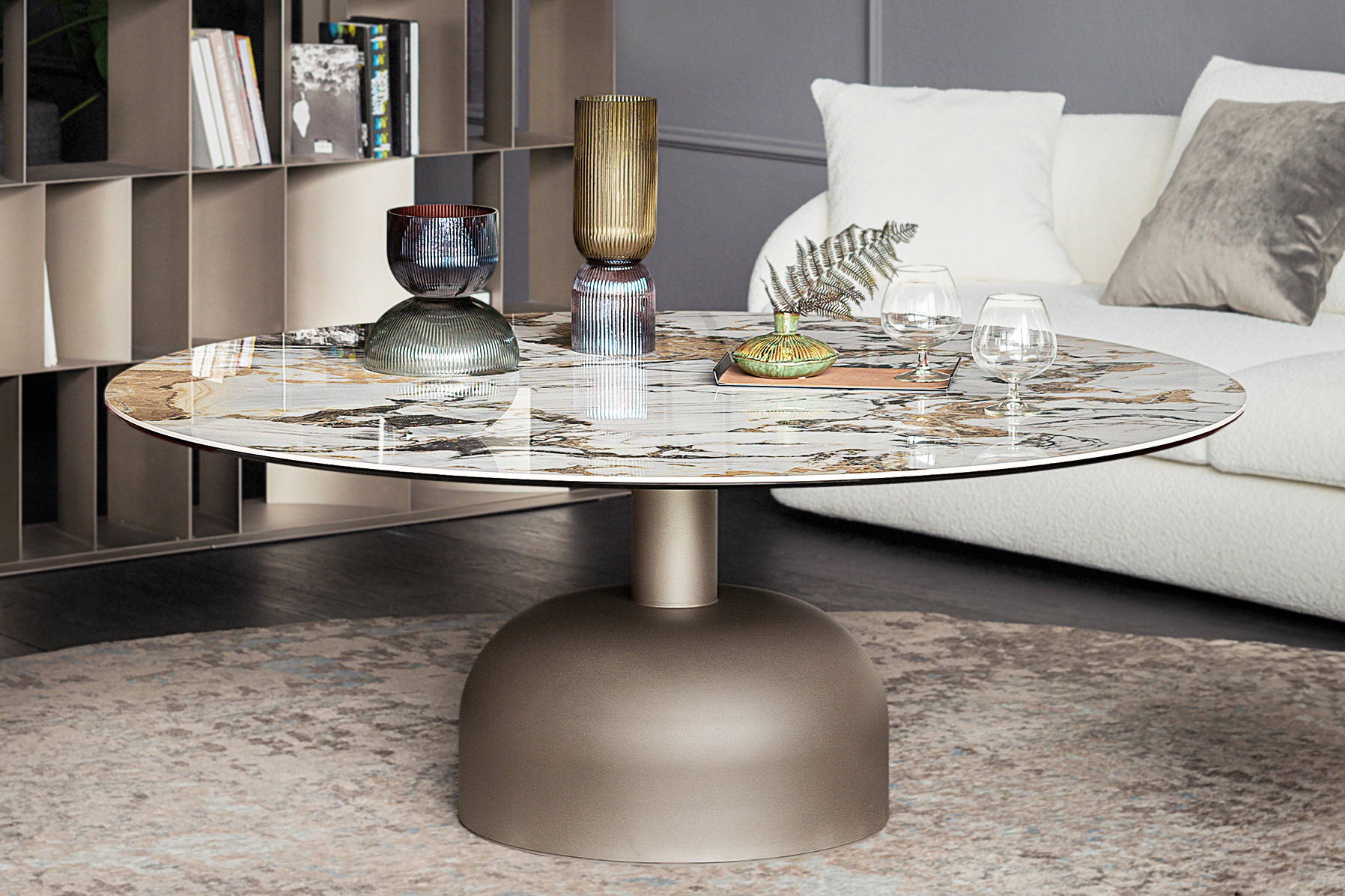 Ritz Lounge Coffee Table with titanium base.