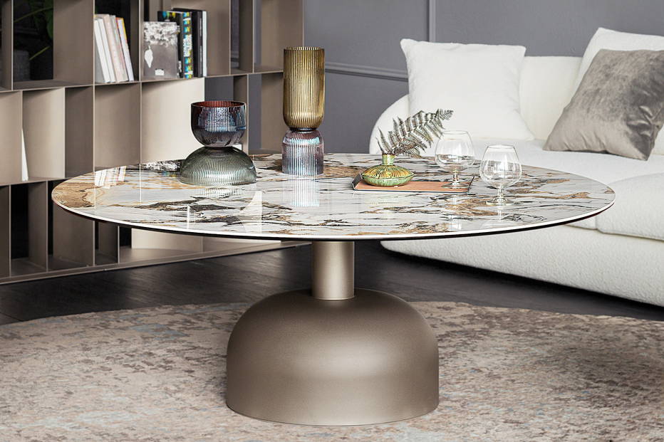 Ritz Lounge Coffee Table with titanium base.