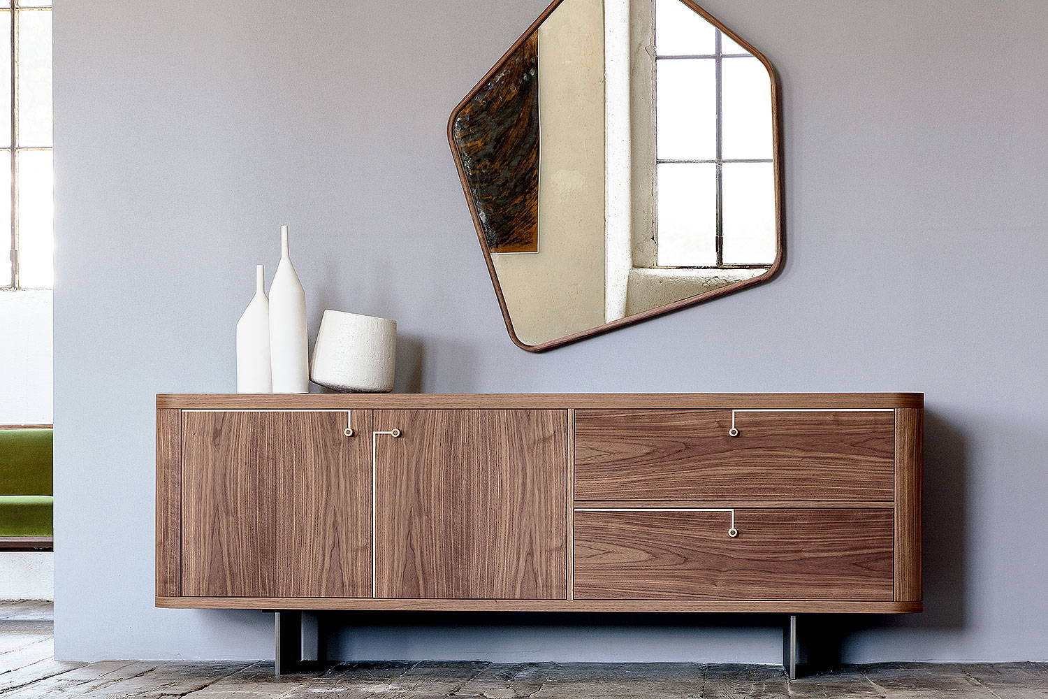 Rondo 1 sideboard with Ops mirror by Porada