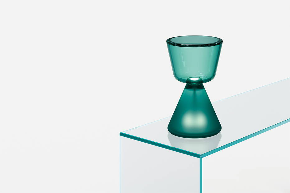 Rook Table Lamp with Peafowl Green blown glass finish 