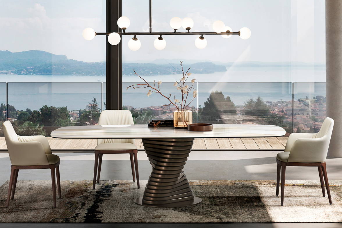 Rotolo dining table stands out as a beautiful dining room centerpiece Rotolo dining table stands out as a beautiful dining room centerpiece