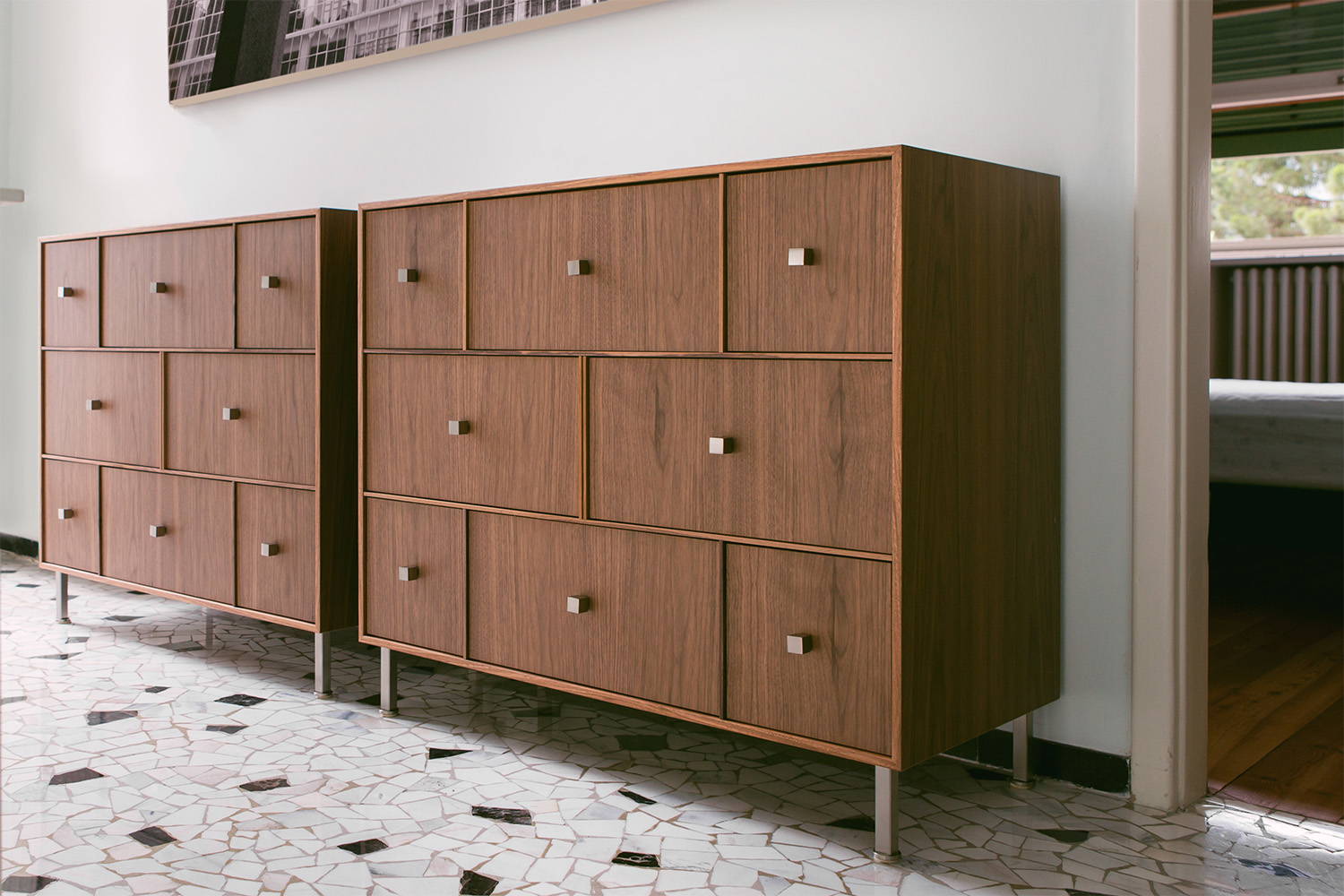 Rucellai dressers with wooden drawers by Porada