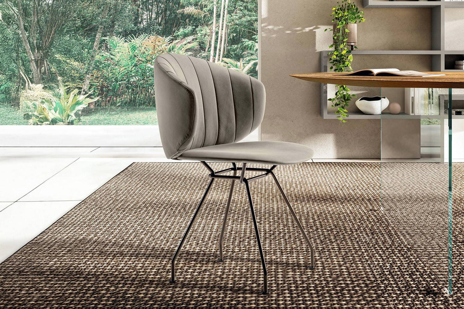 Side view of the Ruffle dining chair.