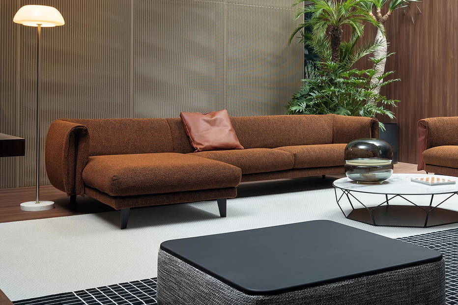 Saddle sectional sofa with chaise by Bonaldo