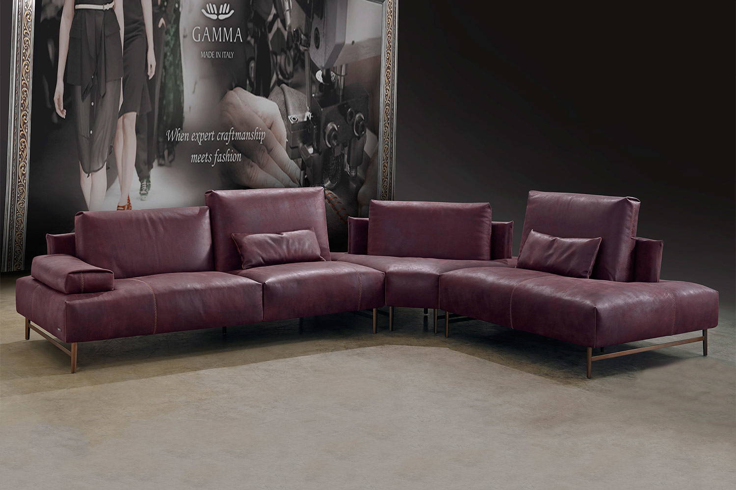 Saks Round Corner Sectional Sofa with Peninsula