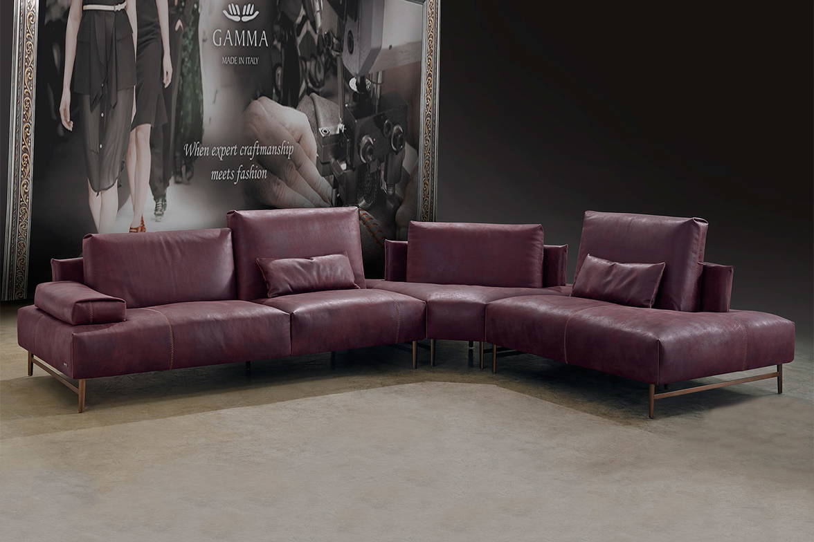 Saks round corner sectional sofa with peninsula by Gamma Saks round corner sectional sofa with peninsula by Gamma