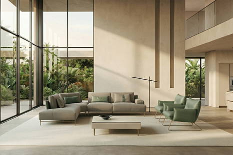 Saks corner sectional sofa with peninsula by Gamma