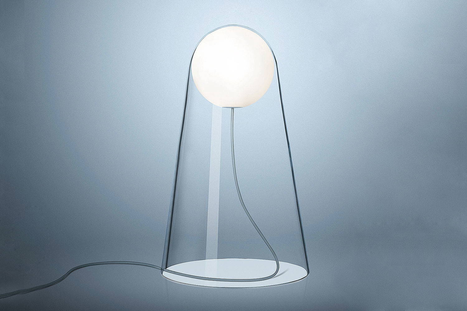 Satellight table lamp by Foscarini with a clear glass diffuser 