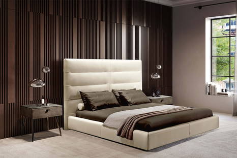 Sayonara Night Bed in C022 Ecru Club Leather.