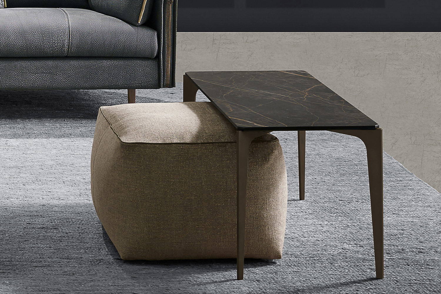 Blade end table with ceramic top