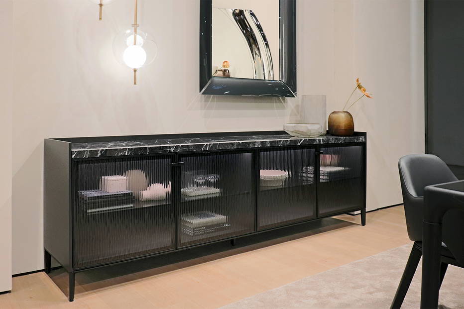 Segesta Sideboard with Pearl Pendant Light and Caadre Mirror