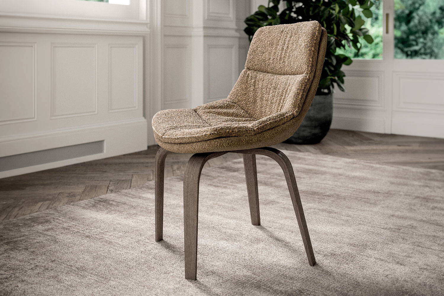 Selena dining chair with boucle finish 